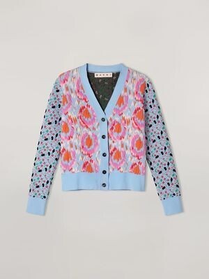MARNI コットン＆ナイロンジャカード カーディガン