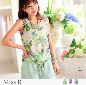 Miss R シフォンノースリーブタンクトップス