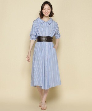 And Couture ドビーストライプタックシャツワンピース