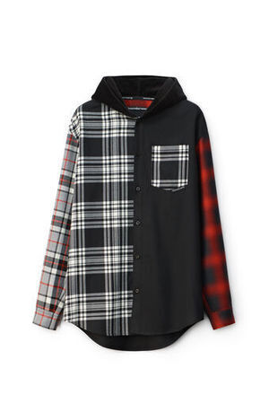 Alexander Wang フード付き ウール タータンシャツ