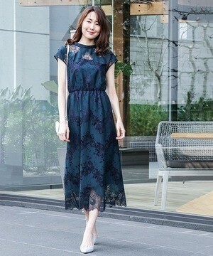 NATURAL BEAUTY BASIC nbb decor バイカラーレースドレス