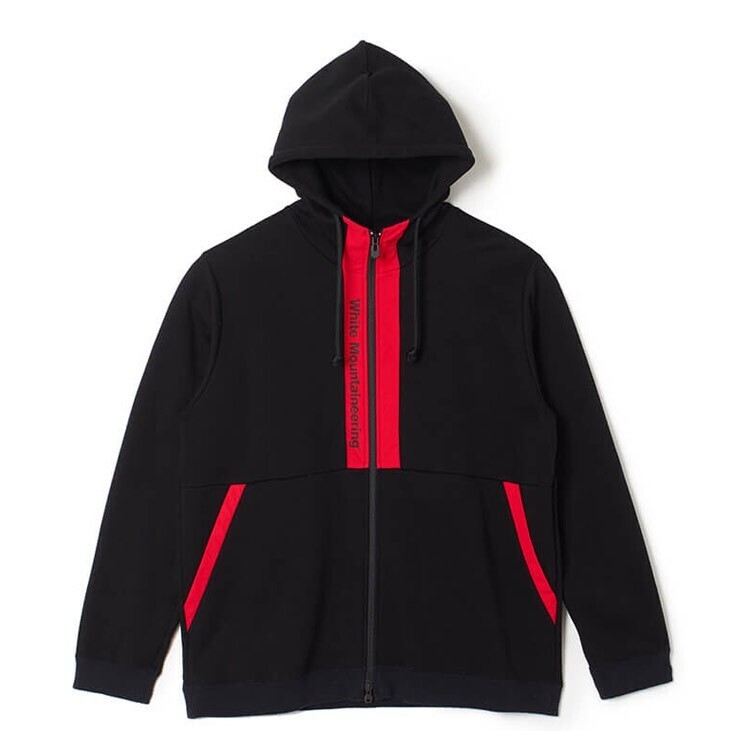 White Mountaineering LOGO PRINTED CONTRASTED ZIP UP HOODIE