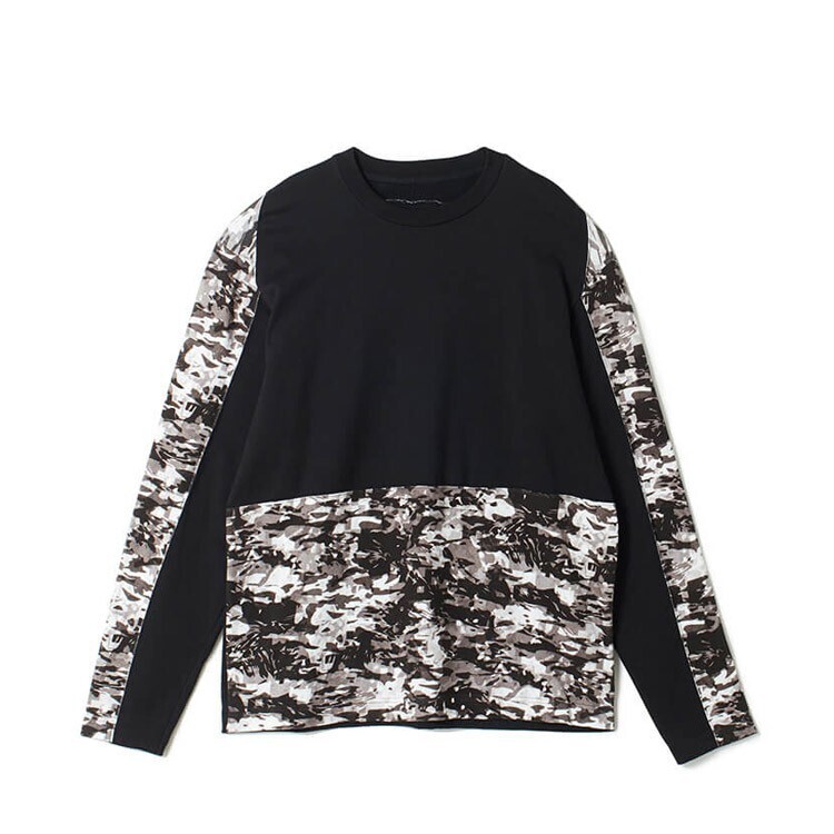 White Mountaineering LAYERED CAMO PRINTED CONTRASTED SWEATSHIRT