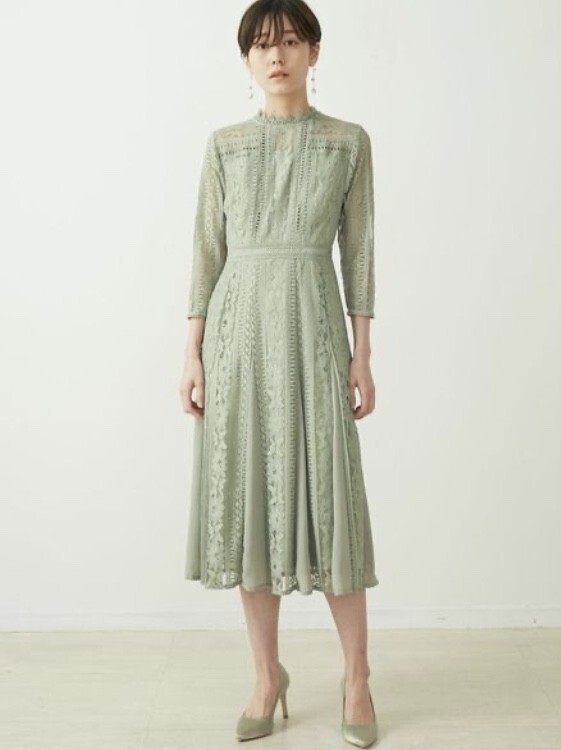 LagunaMoon LADY mixレースフレアワンピース