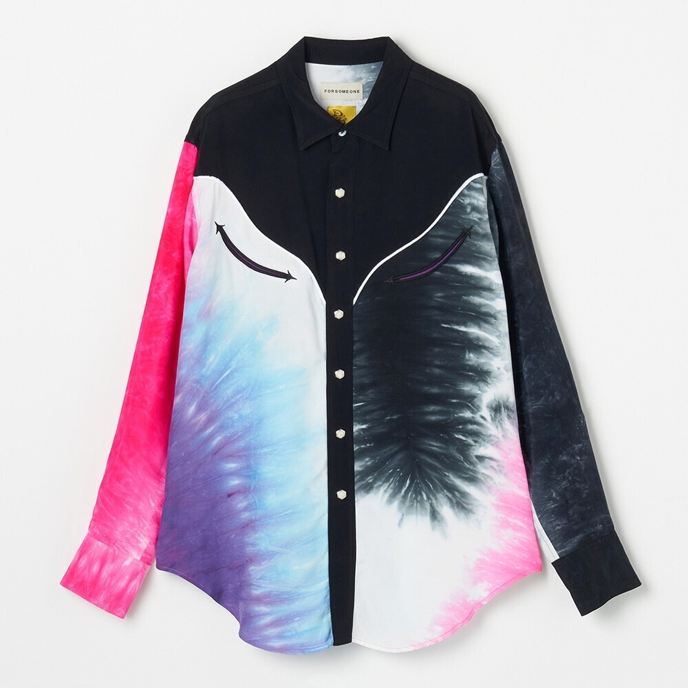 FORSOMEONE TIE DYE WESTERN SHIRT