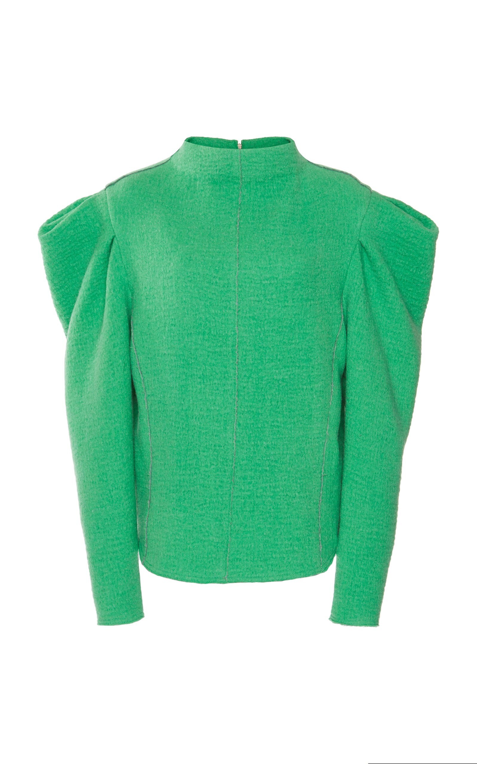 ISABEL MARANT Delphina Puffed-sleeve Wool Top In Green