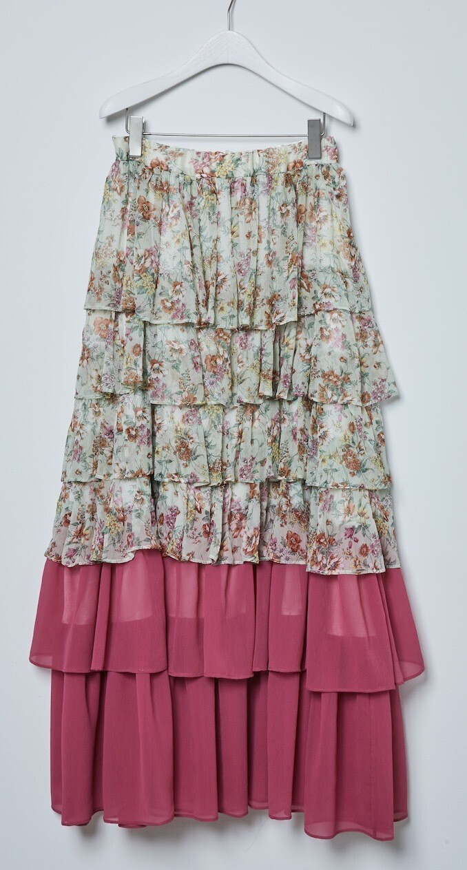 RIEKA INOUE GNU SILK FLOWER SKIRT