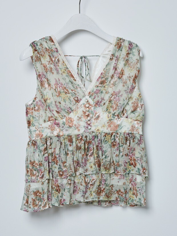 RIEKA INOUE GNU SILK FLOWER BLOUSE