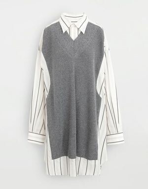 MAISON MARGIELA スプライスド ニット シャツドレス