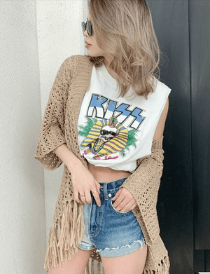 GYDA テープヤーンニットフリンジガウン