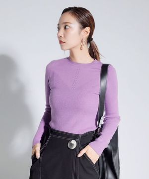LADYMADE アイレットラインリブニットプルオーバー