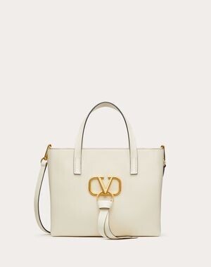 VALENTINO E/W Vリング グレイン スモール ショッピングバッグ
