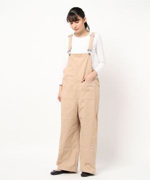 チャイハネ 刺繍入りストレッチツイルサロペット