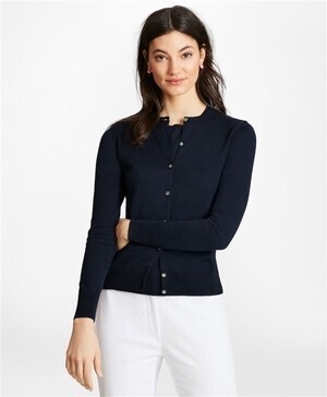 Brooks Brothers スーピマコットン クルーネックカーディガン