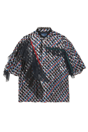 kolor バイアスチェック箔プリント シャツ