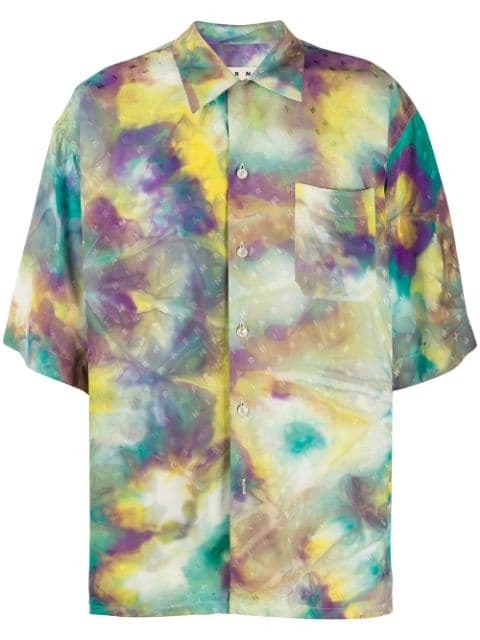 MARNI Marni tie-dye logo print shirt】Yellow ,Purple