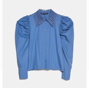ZARA クロシェ編みカラーシャツ