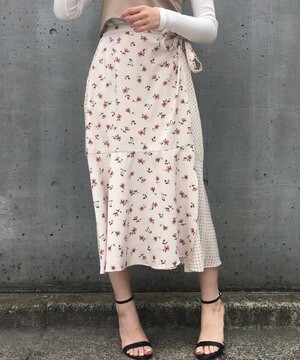 ADIRA ドット＆フラワーラップスカート