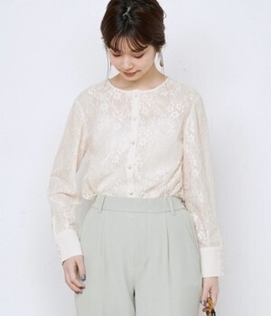natural couture シアーレース2WAYブラウス