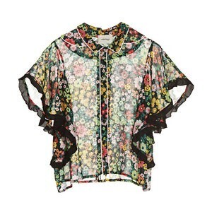 ottod’Ame RECOMMENDボタニカルコントラストのフリル付きブラウス