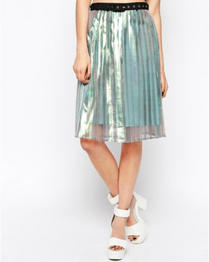 ANTIPODIUM Hot Knife Irredescent Pleated Skirt