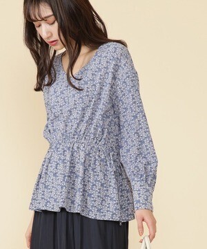 N.Natural Beauty Basic* サイドリボンペプラムブラウス