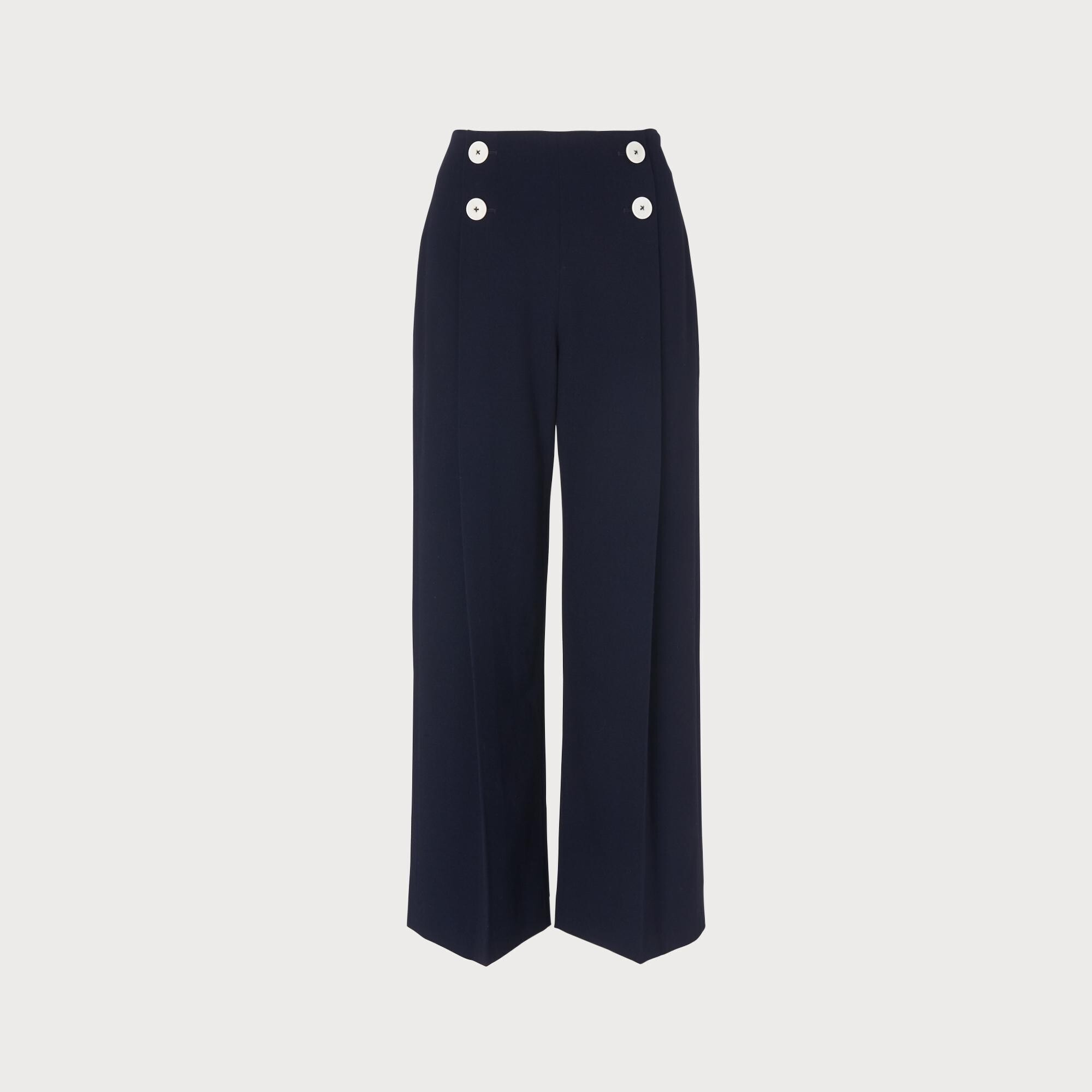 L.K.Bennett PARKER NAVY WIDE-LEG TROUSERS