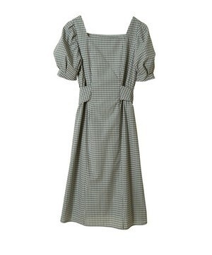 31 Sons de mode チェック柄パフスリーブワンピース