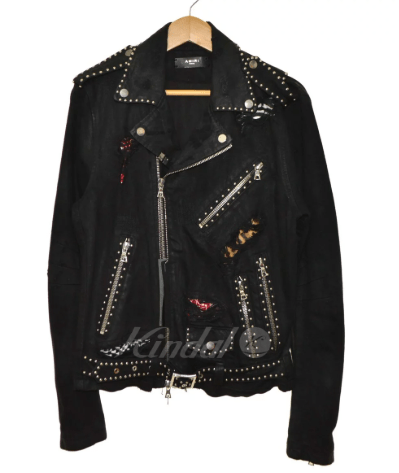 AMIRI 18SS ダメージ加工コットンライダースジャケット