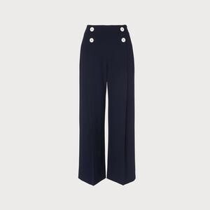 L.K.Bennett PARKER NAVY WIDE-LEG TROUSERS