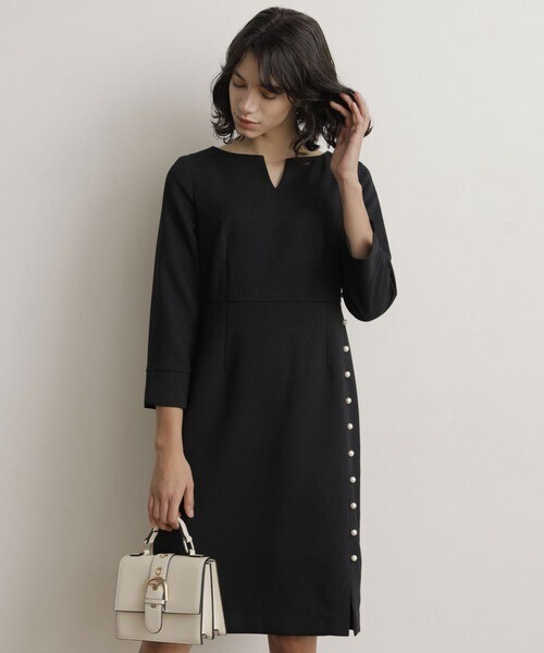 TONAL ソフトツイルパール釦ワンピース