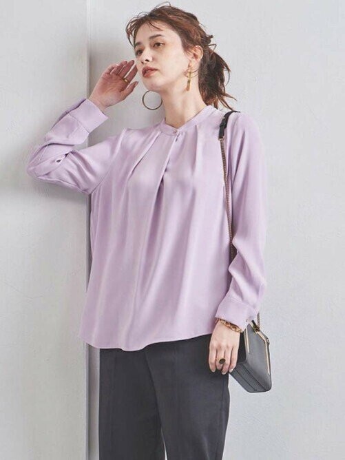 UNITED ARROWS UBCB バンドカラー タック ブラウス