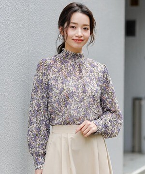 clear 花柄シャーリングセットアップブラウス