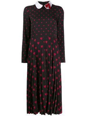 RED VALENTINO ハート柄 プリーツ サテンドレス