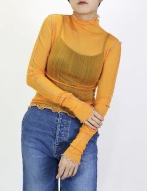 G.V.G.V. SHEER JERSEY HIGH NECK TOP