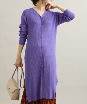 ViS 【UV CARE&MACHINE WASHABLE】【前後2WAY】ロングリブカーディガン