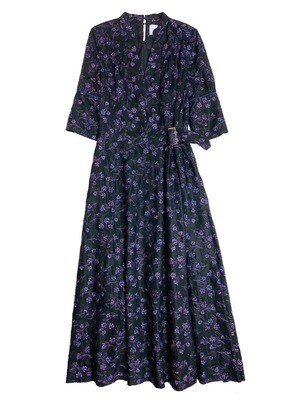 IN-PROCESS Tokyo FLOWER EMBROIDERED SATIN DRESS