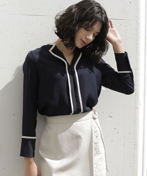 TONAL 配色パイピングブラウス