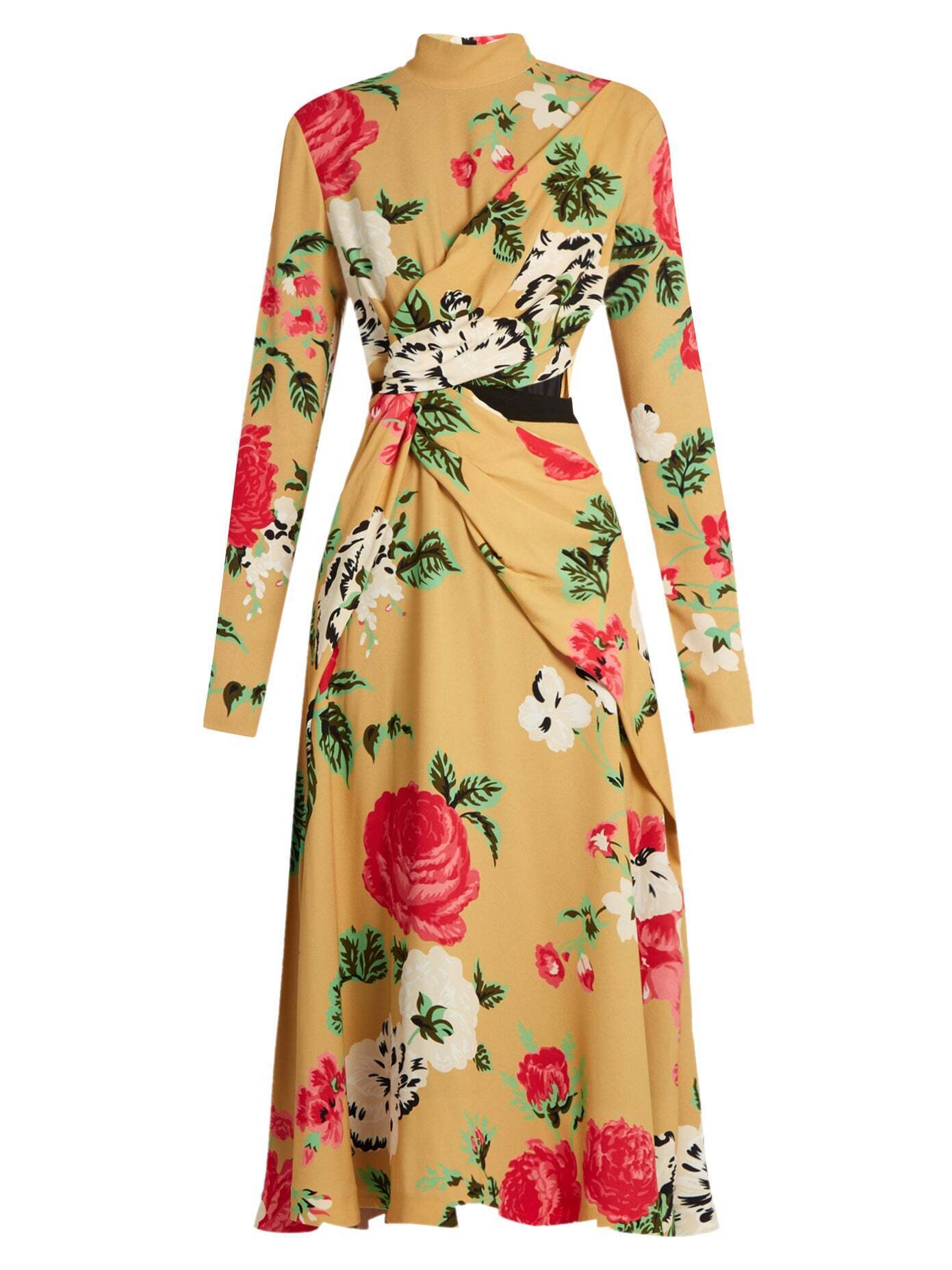 MSGM High-neck floral-print crepe dress