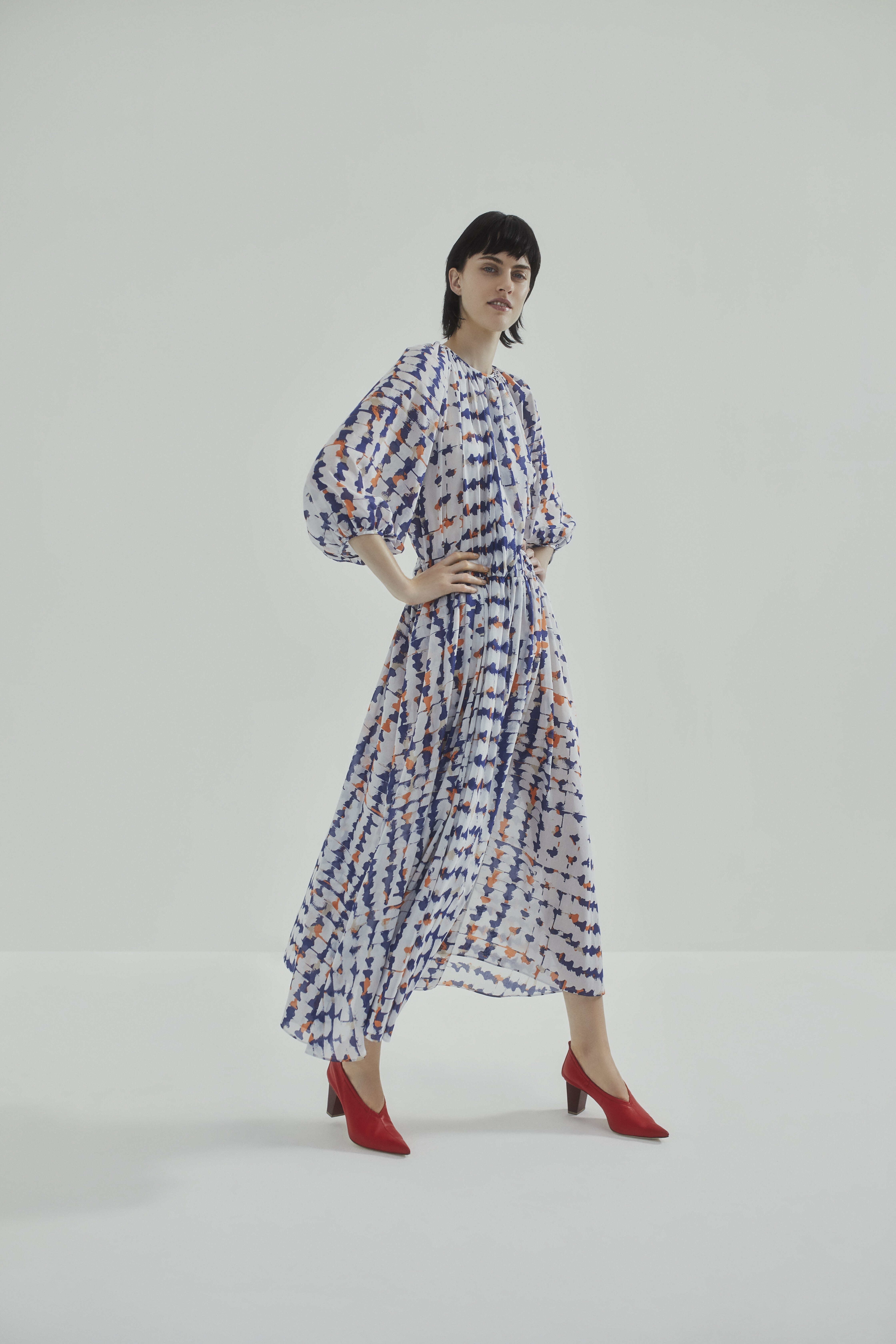 CYCLAS SHEER CTN LITHOGRAPH PRINT DRESS