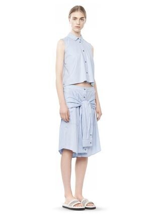 Alexander Wang COTTON POPLIN SLEEVE TIED SKIRT