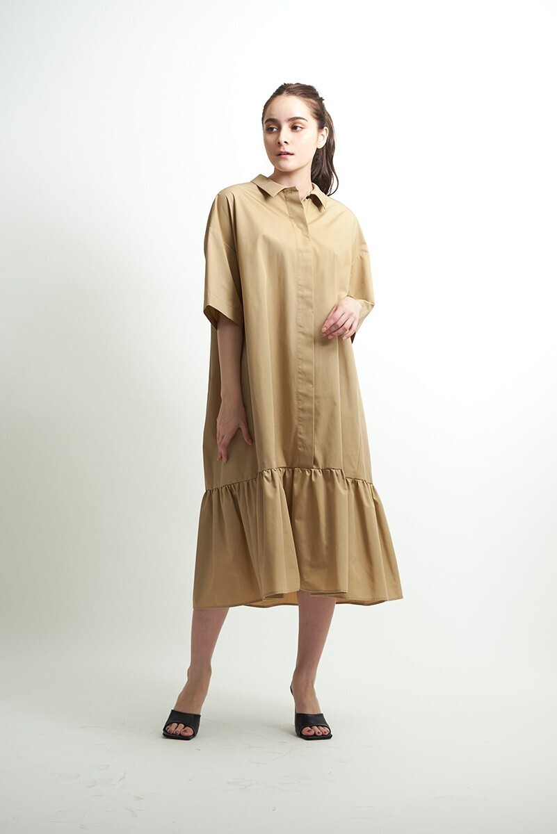 yori 【2020Spring】ヘムギャザーシャツワンピース