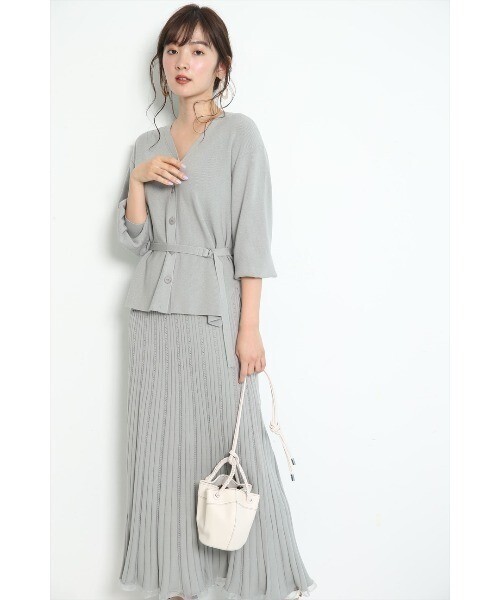 JUSGLITTY ベルト付ニットカーデ×スカートＳＥＴ