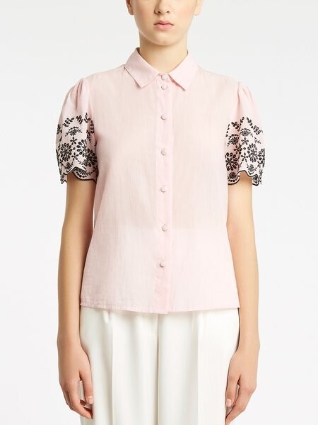 Be Blumarine Cotton shirt with broderie anglaise embroidery