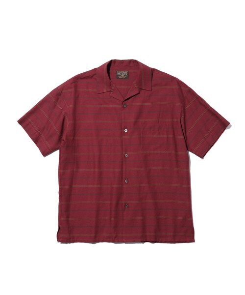 MR.OLIVE C/R CRAPE BORDER / OPEN COLLAR SHIRT