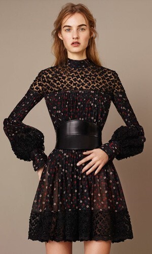 Alexander McQueen Floral-Print Lace-Inset Peasant Dress