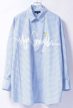 Mark Gonzales MONO-MART別注 ロゴプリント オーバーサイズ ストライプシャツ