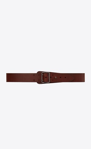 SAINT LAURENT HUBLOT ミリタリースタイルバックルベルト（ブラウンレザー）
