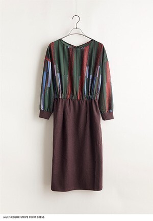 STELLA CIFFON multi-color stripe print dress