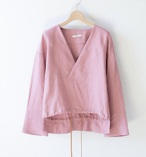MANON LINEN V-NECK PULLOVER JACKET
